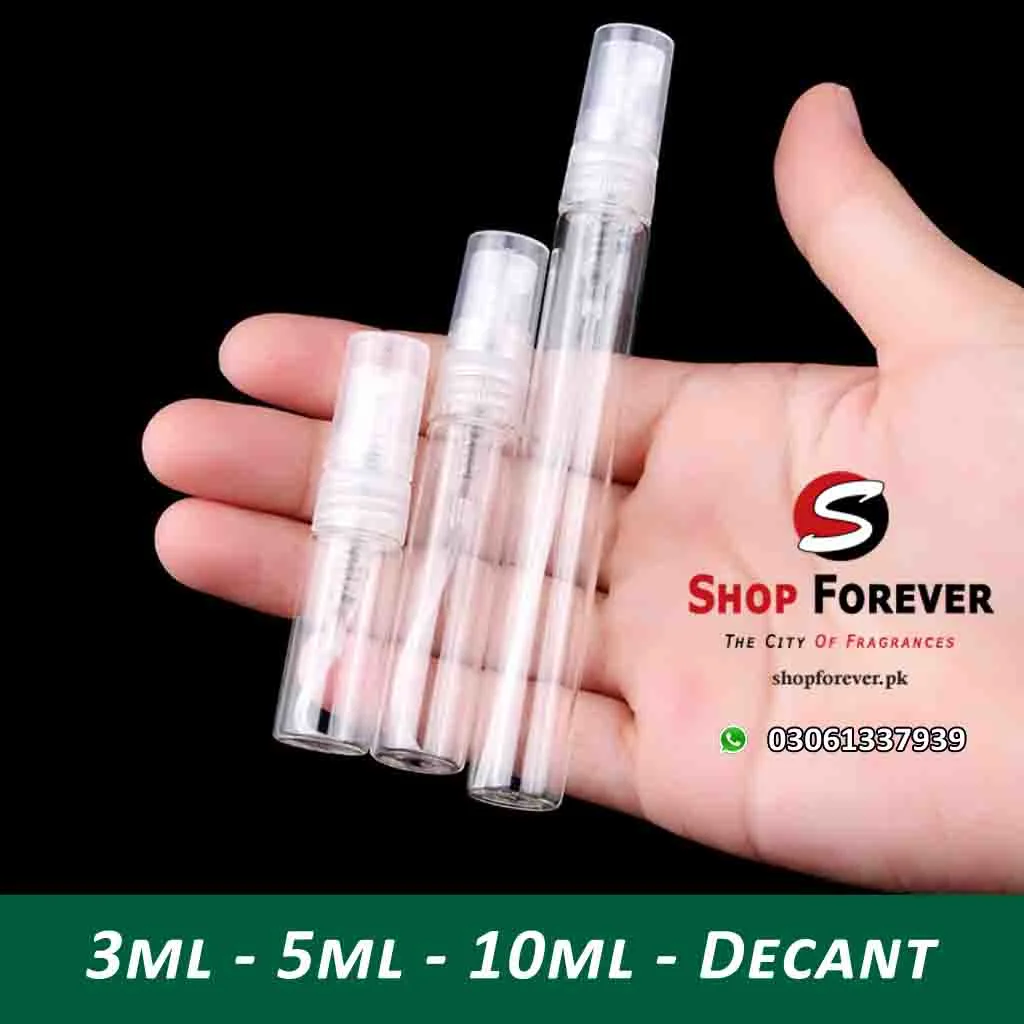 At ShopForever.pk, we offer 100% original perfume decants in Pakistan, carefully hand-decanted from authentic designer, Arabic, and niche fragrances. Our perfume decants allow you to experience premium scents in travel-friendly sizes, making luxury perfumes affordable, accessible, and risk-free. Buy original perfume decants online in Pakistan and enjoy luxury fragrances without committing to full-size bottles.